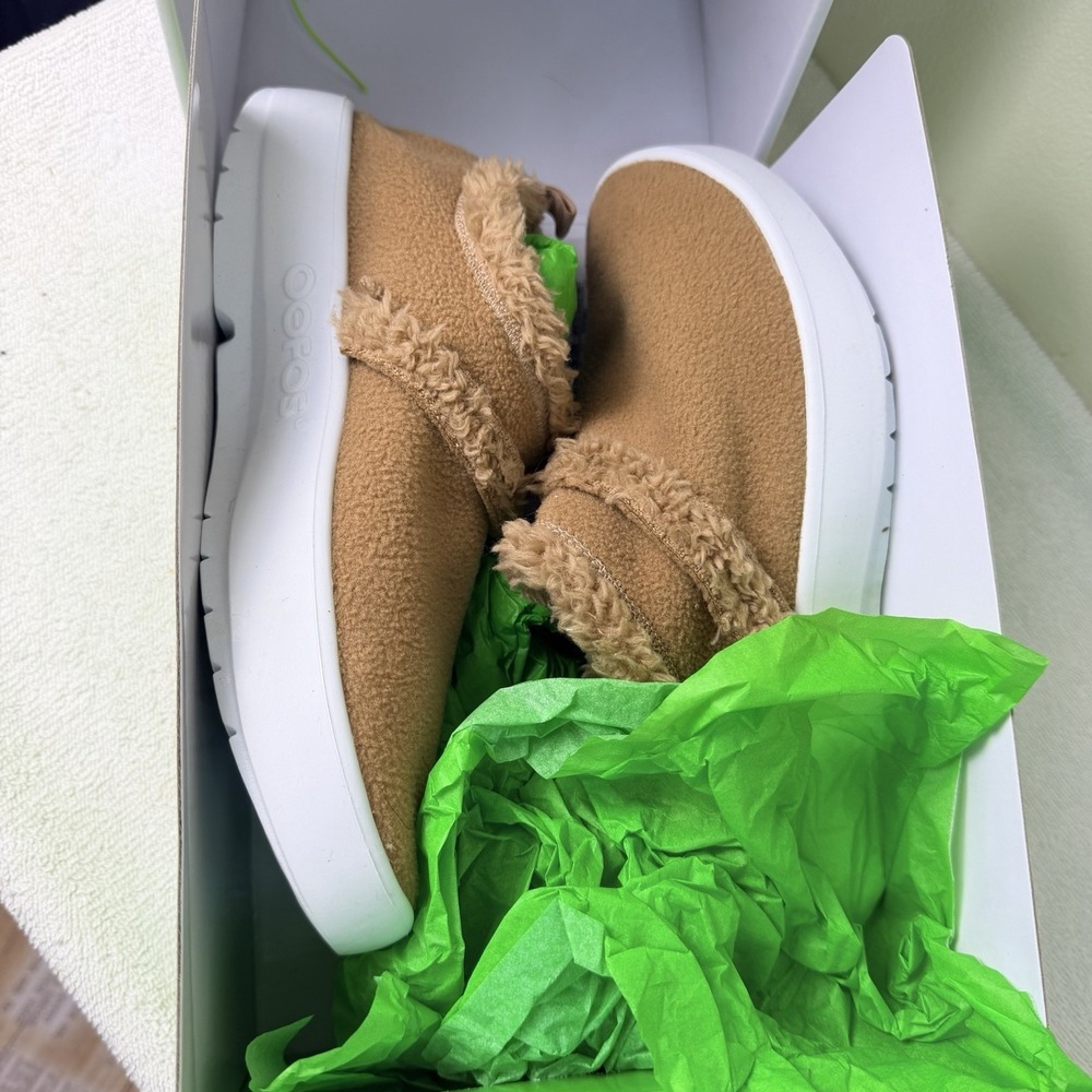 OOFOS OOcoozie Low Recovery Shoe Tan Chocolate Womens Size 7 Slip On Comfort - Picture 2 of 9